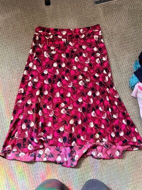 CAbi corsage Skirt wine blossom Magenta Floral A-Line Skirt 8